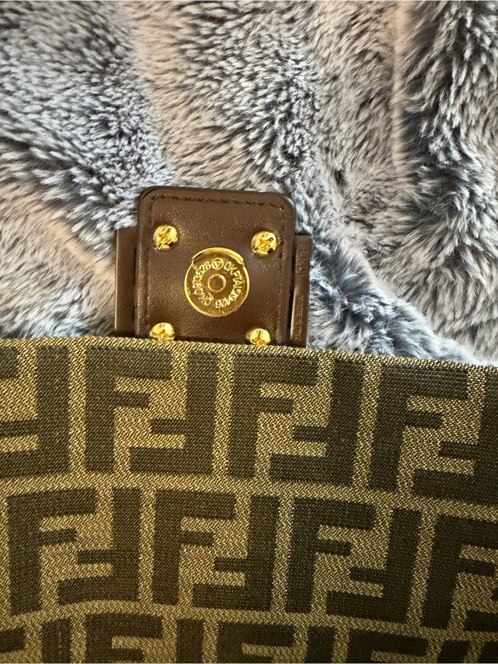 Brown Monogram Jacquard Baguette Bag with Top Handle - Picture 4 of 8